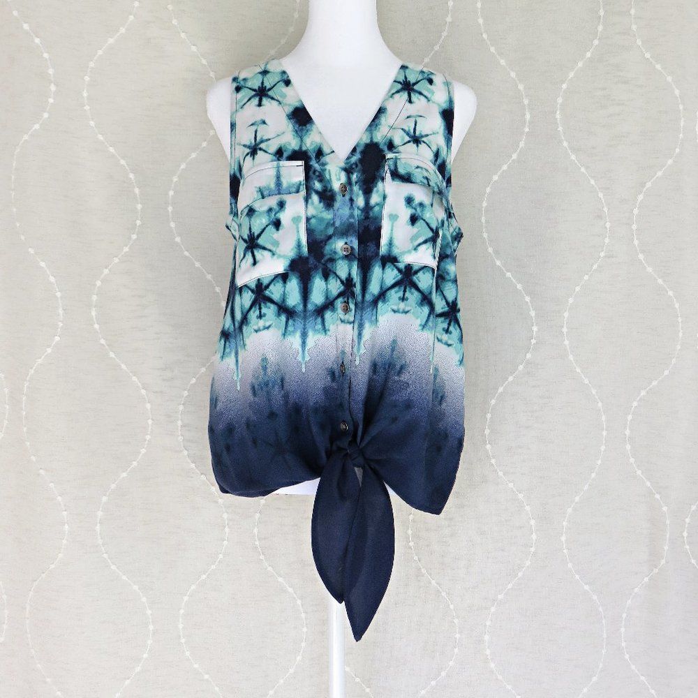 Aqua and Navy Summer Sleeveless Blouse .....726